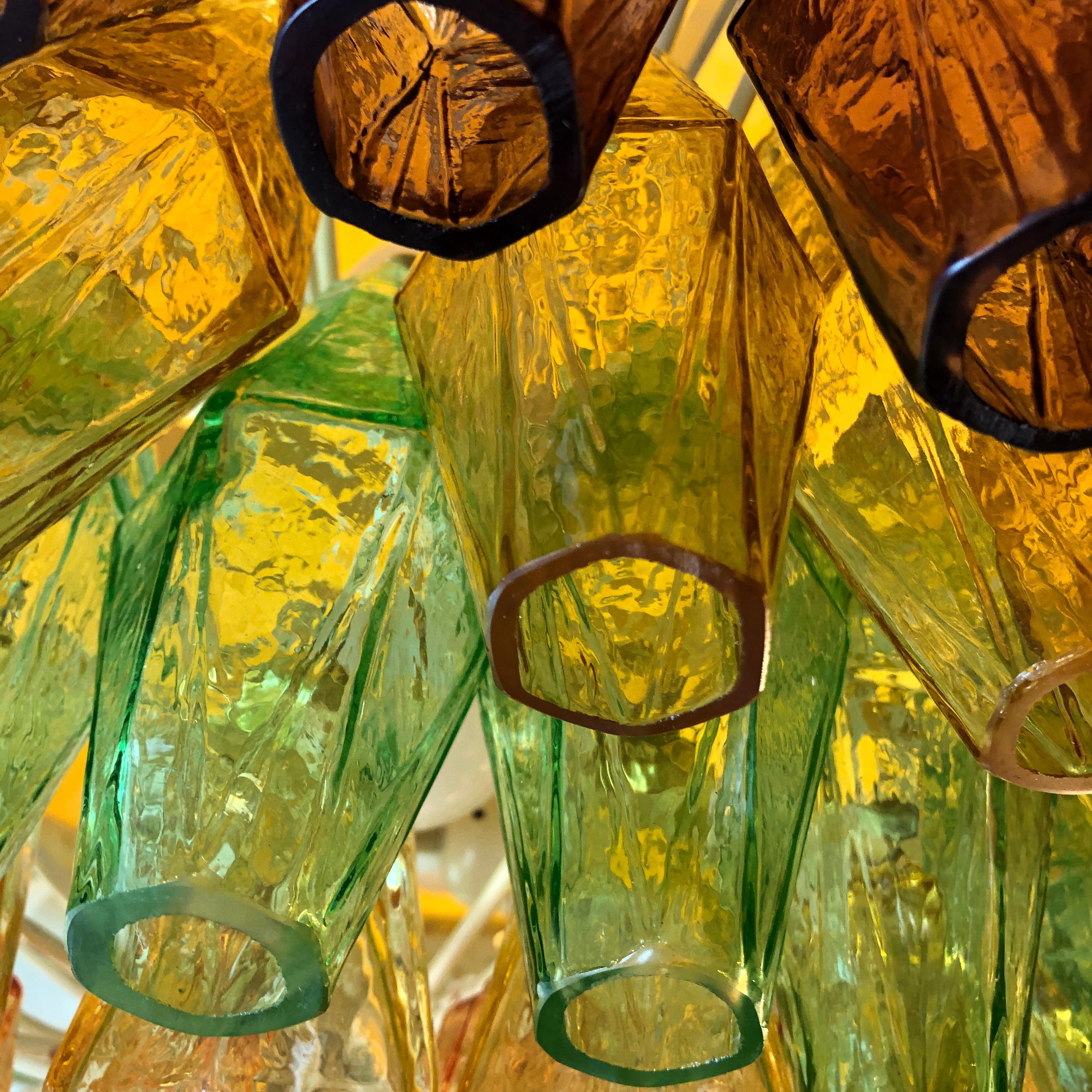 Late 20th Century Multicolor Polyhedron Murano Glass Round Chandelier by Venini 6