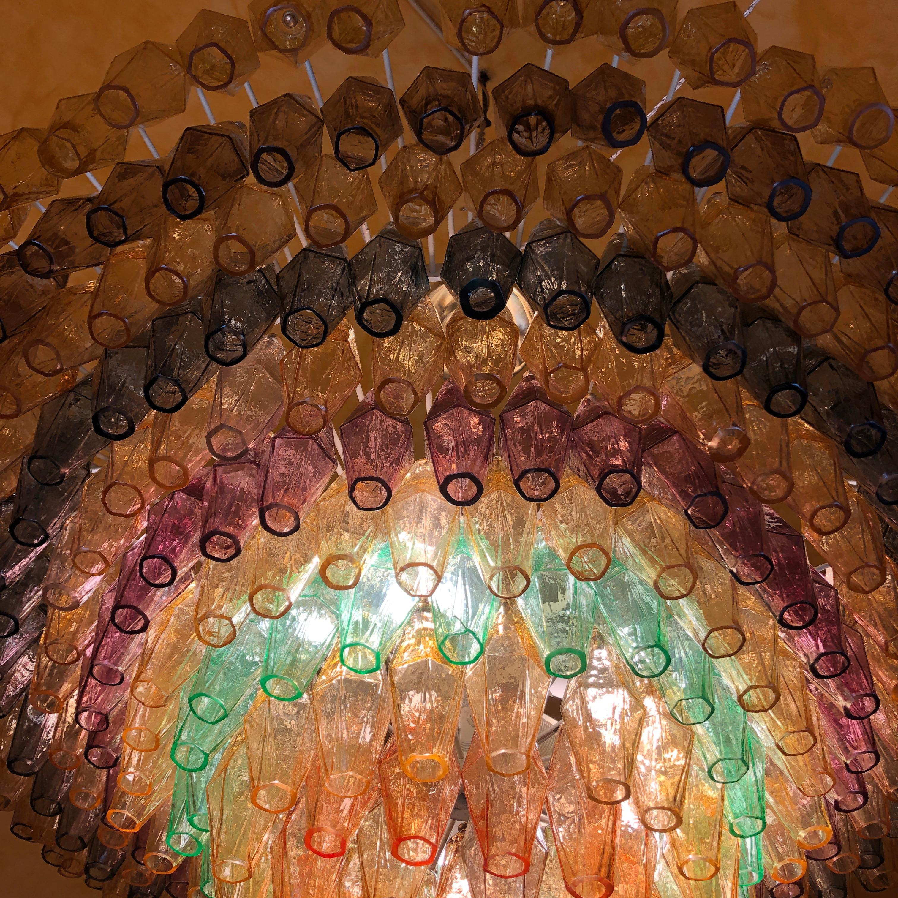 Late 20th Century Multicolor Polyhedron Murano Glass Round Chandelier by Venini 7