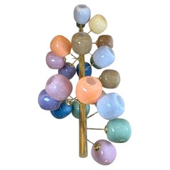 Late 20th Century Multicolored Murano Glass and Brass Pendant Chandelier