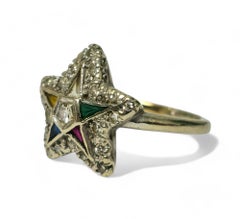 Late 20th century Multigemstone & Diamond Ring in 14k Gold