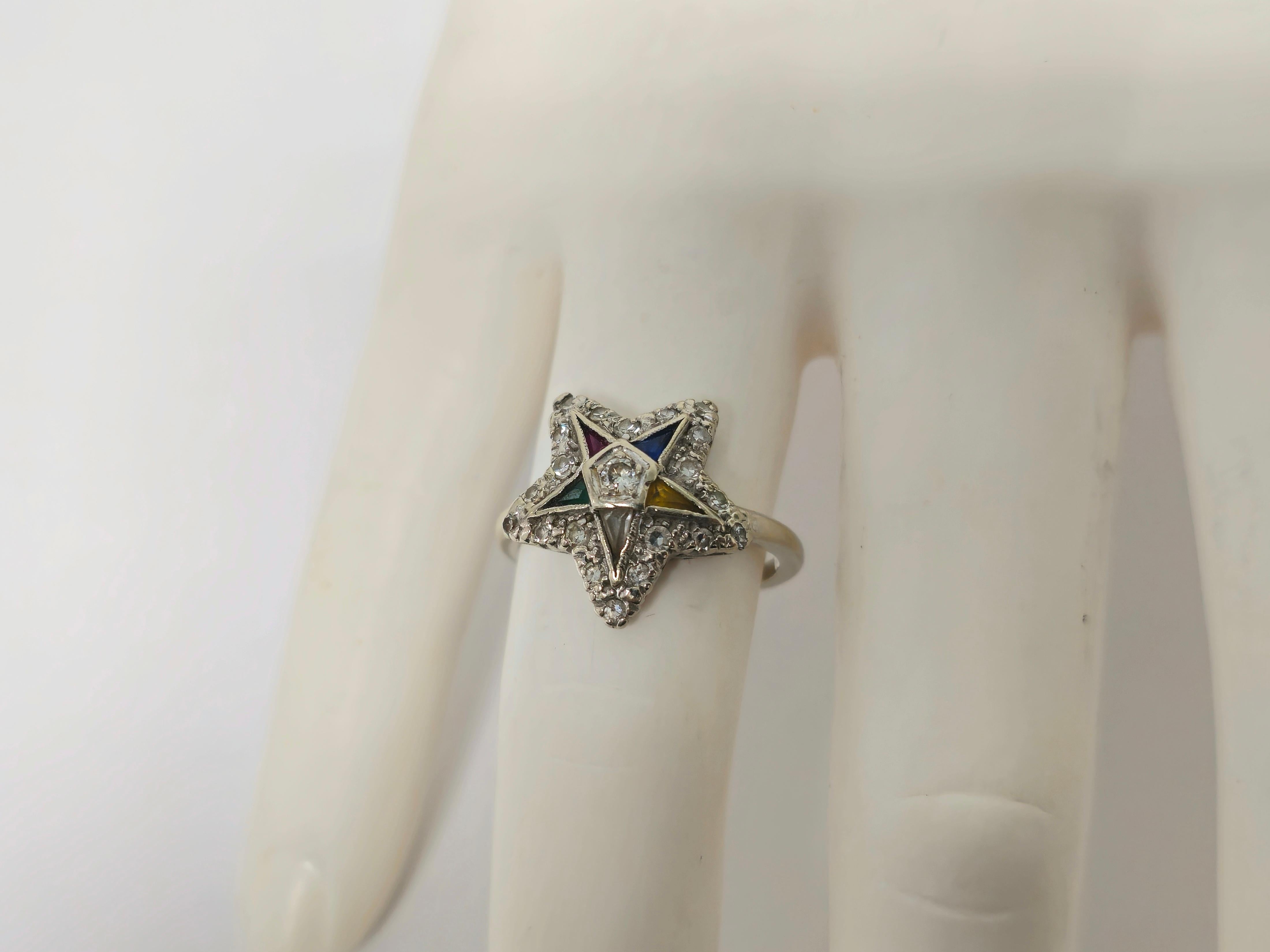 Women's or Men's Late 20th century Multigemstone & Diamond Ring in 14k Gold For Sale