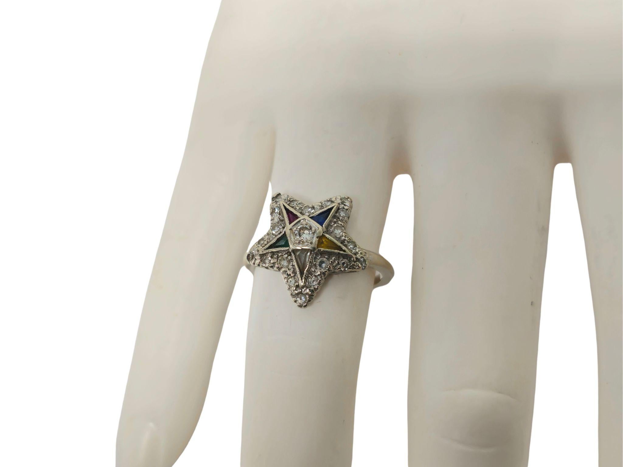 Women's or Men's Late 20th century Multigemstone & Diamond Ring in 14k Gold For Sale