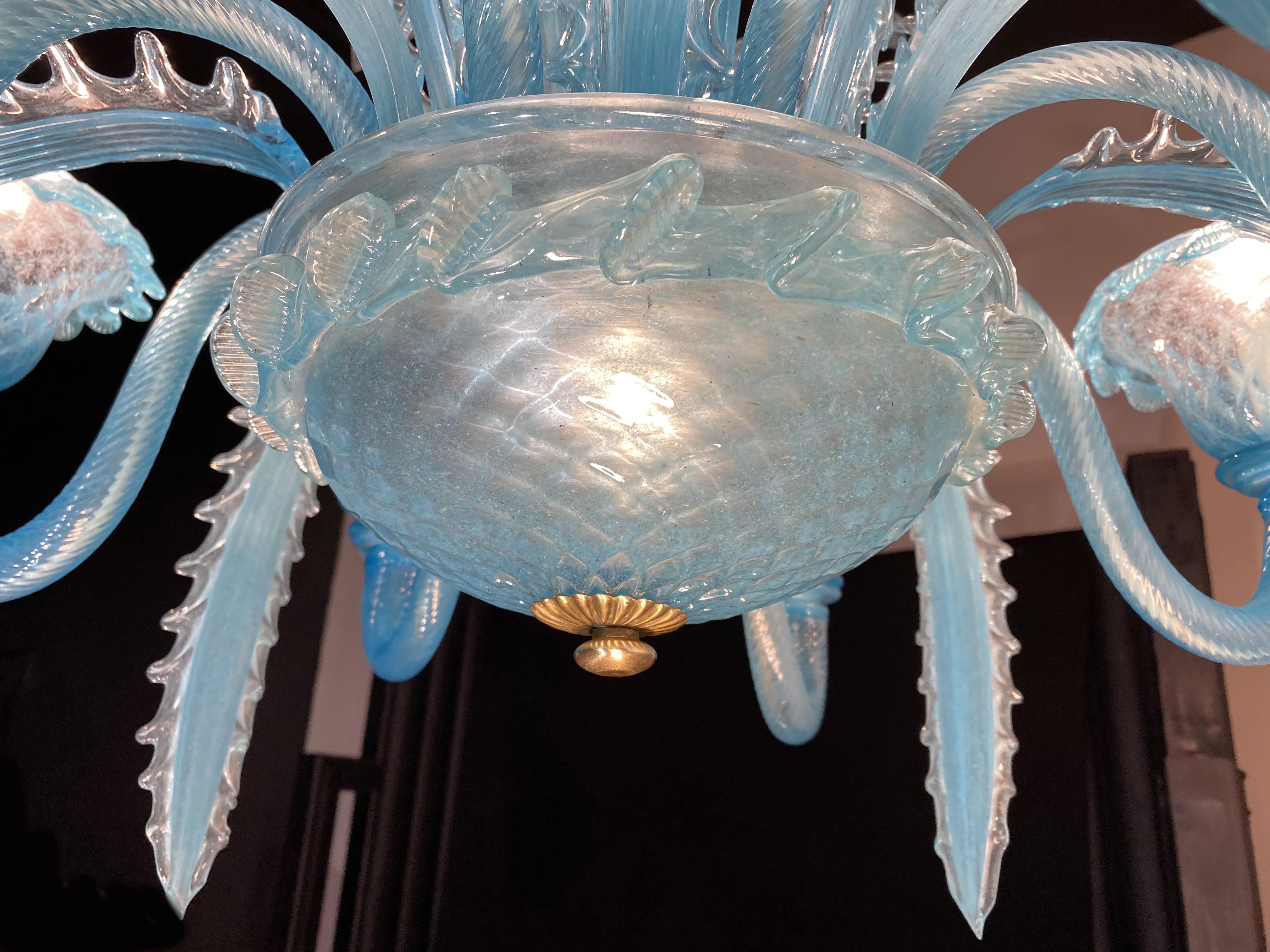 Lustre italien « Reine Turquoise » en verre de Murano de la fin du XXe siècle, années 1980 5