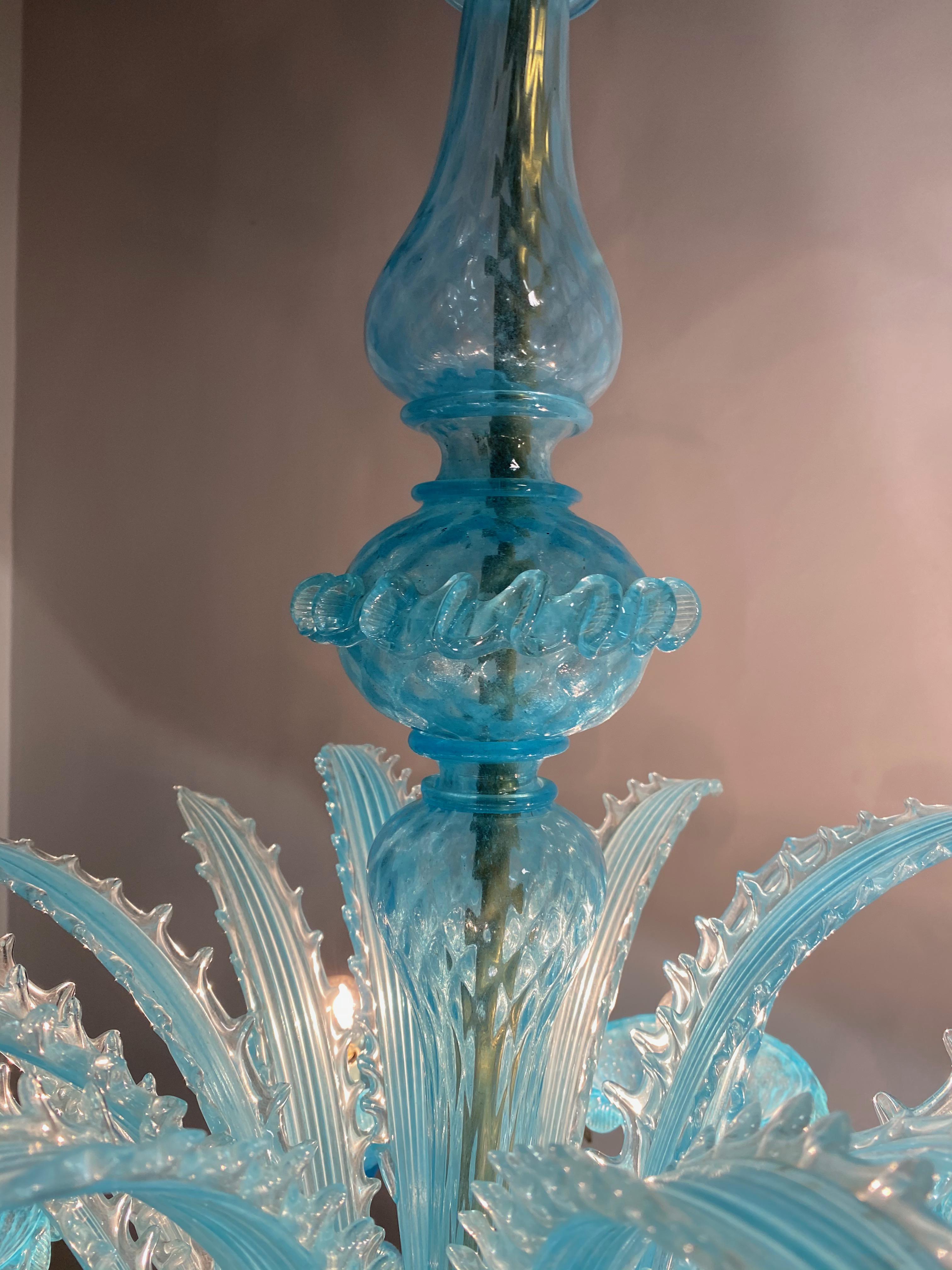 Lustre italien « Reine Turquoise » en verre de Murano de la fin du XXe siècle, années 1980 11
