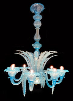 Late 20th Century Murano Glass Italian "Queen Turquoise" Chandelier, 1980s