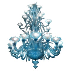 Italienischer Murano-Glas-Kronleuchter "Queen Turquoise", 1980er Jahre