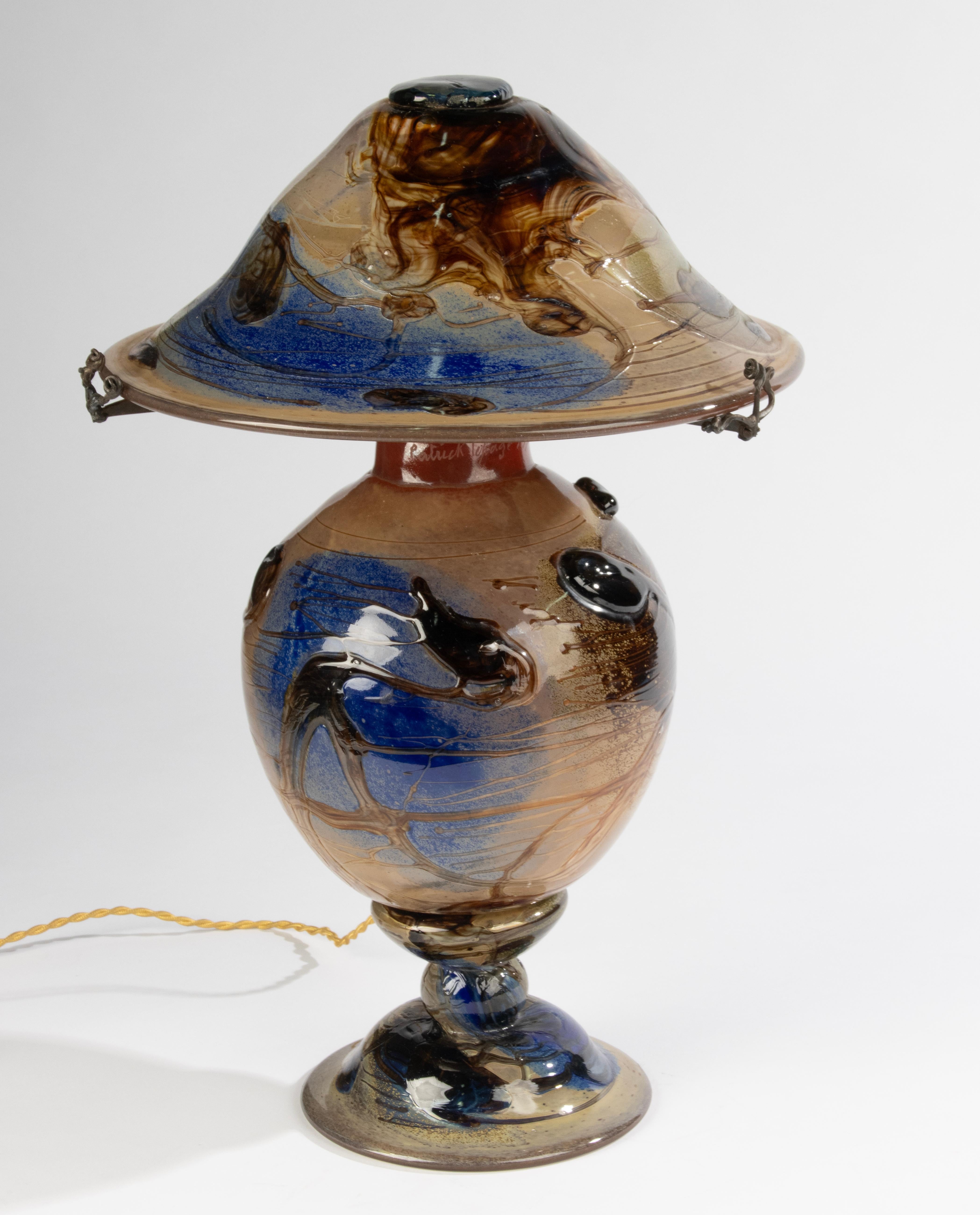 Lámpara de mesa seta de finales del siglo XX - Studio Art Glass - de Patrick Lepage en venta 5
