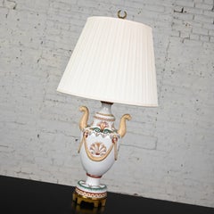 Late 20th Century Neoclassic Maitland-Smith Porcelain Lamp Serpentine Lion Heads