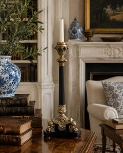 Late 20th Century Neoclassical Brass Lion-Paw Taper Candlestick