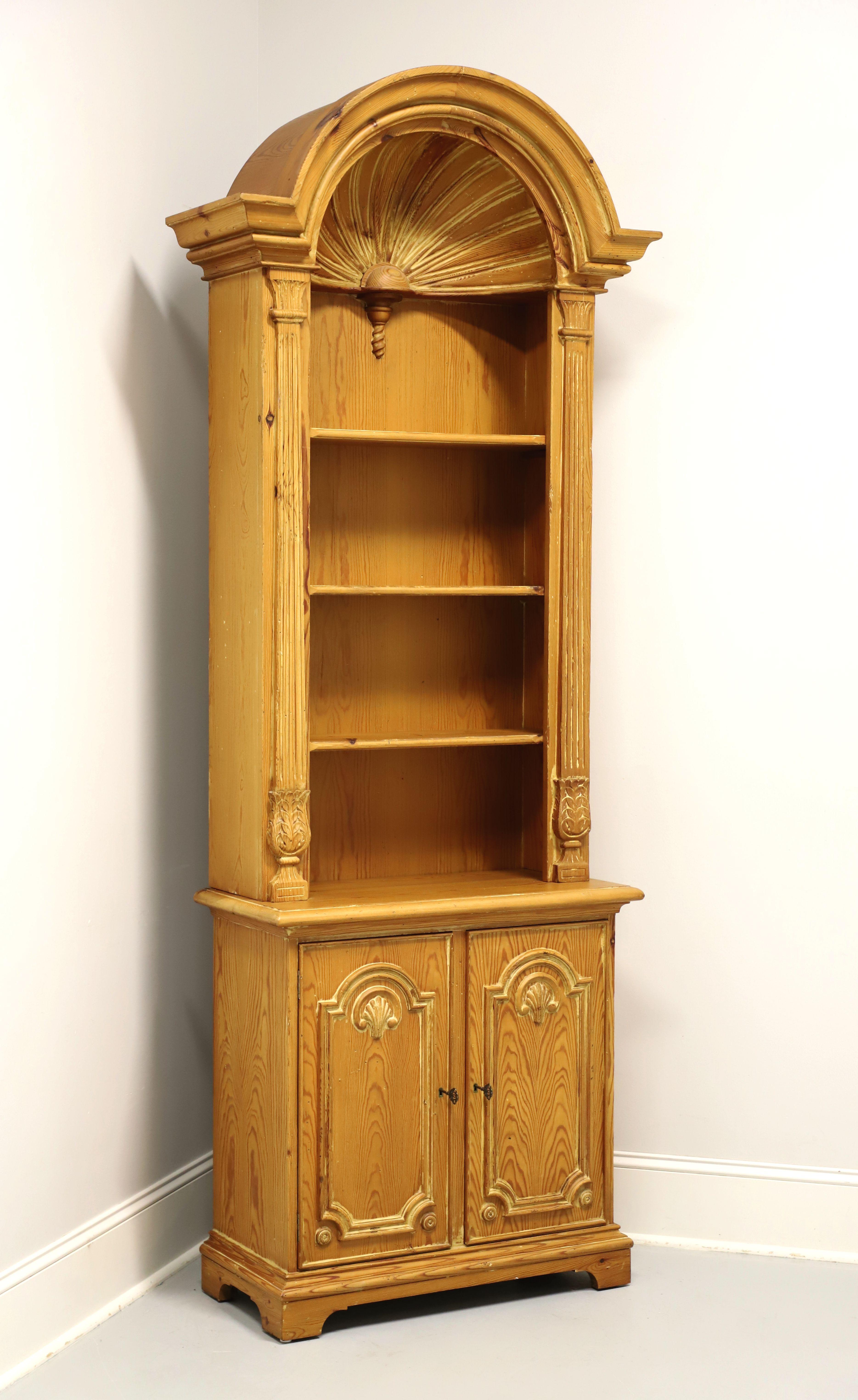 Late 20th Century Spanish Neoclassical Pine Carved Arch Bookcase with Cabinet For Sale 6