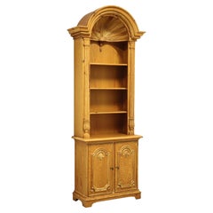 Late 20th Century Spanish Neoclassical Pine Carved Arch Bookcase with Cabinet