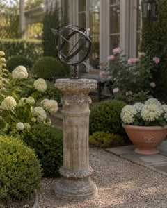 Late 20th Century Neoclassical Weathered Cast Concrete Garden Column Pedestal