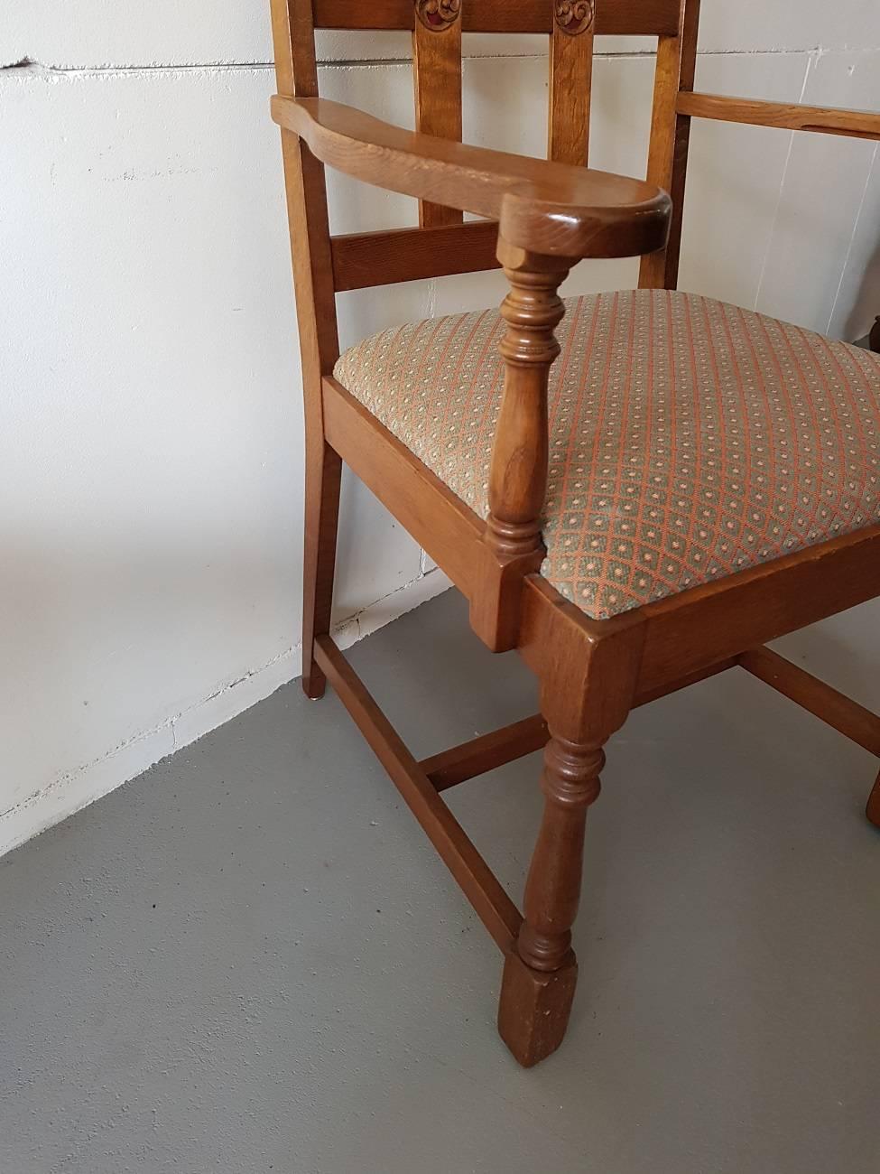 Late 20th Century Oak Armchair with Symbol Carvings 2