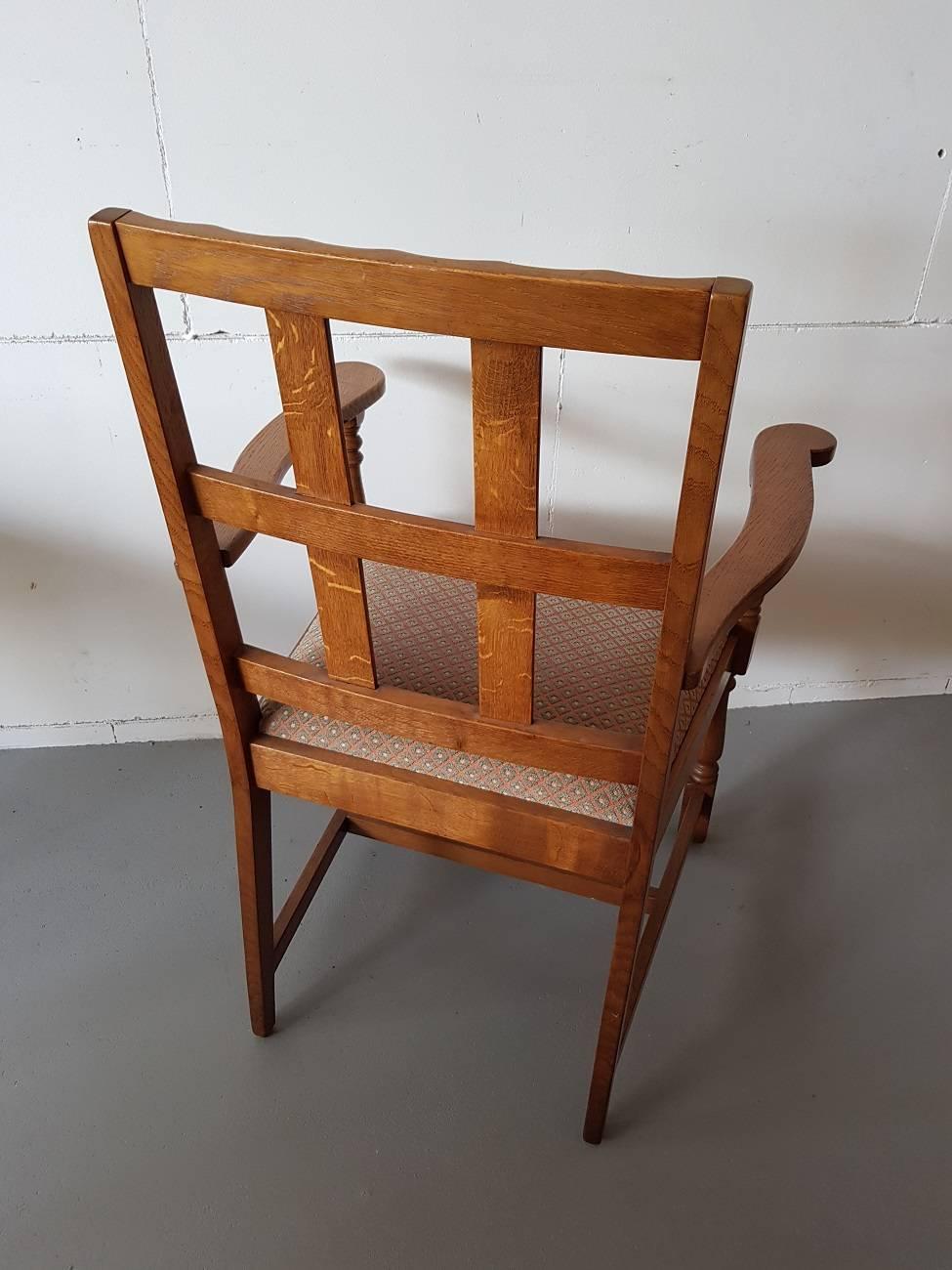 Late 20th Century Oak Armchair with Symbol Carvings 3