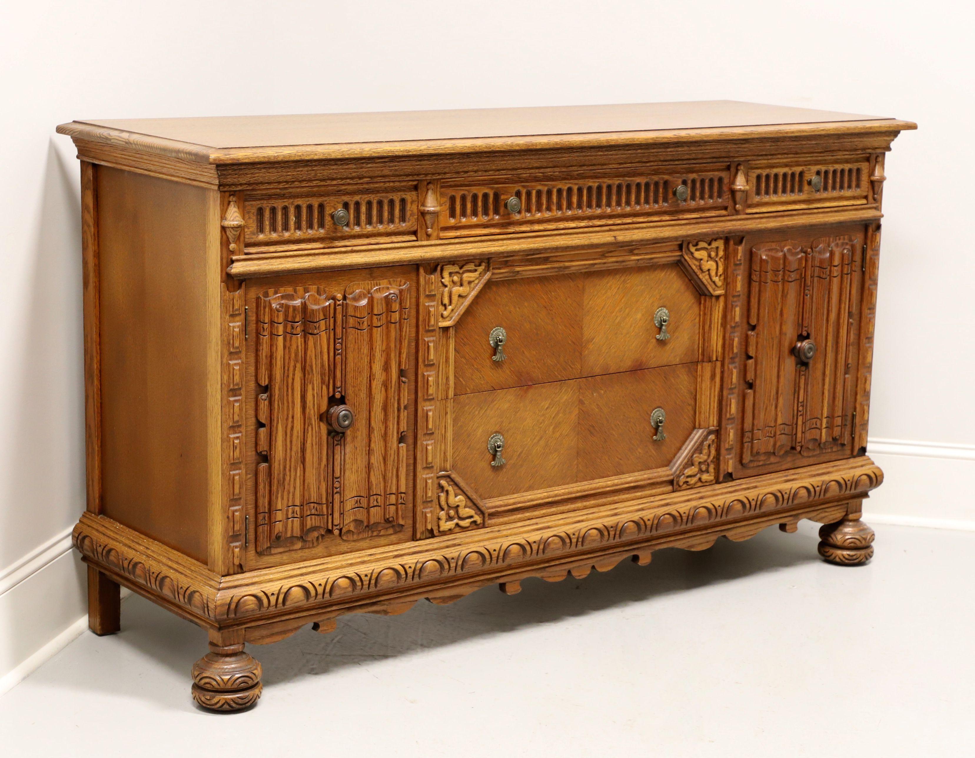 Late 20th Century Oak Jacobean Revival Style Sideboard For Sale 7