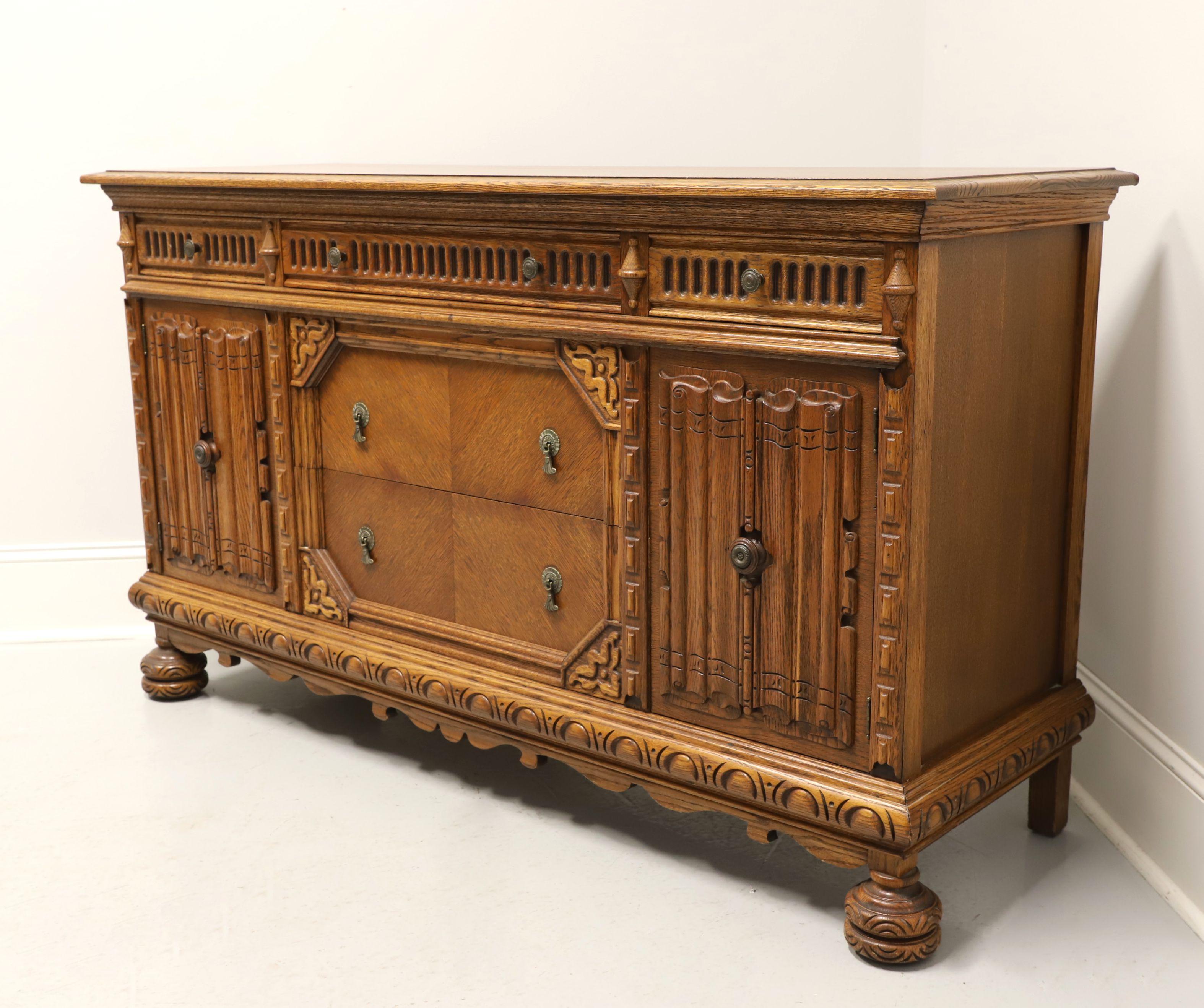 American Late 20th Century Oak Jacobean Revival Style Sideboard For Sale