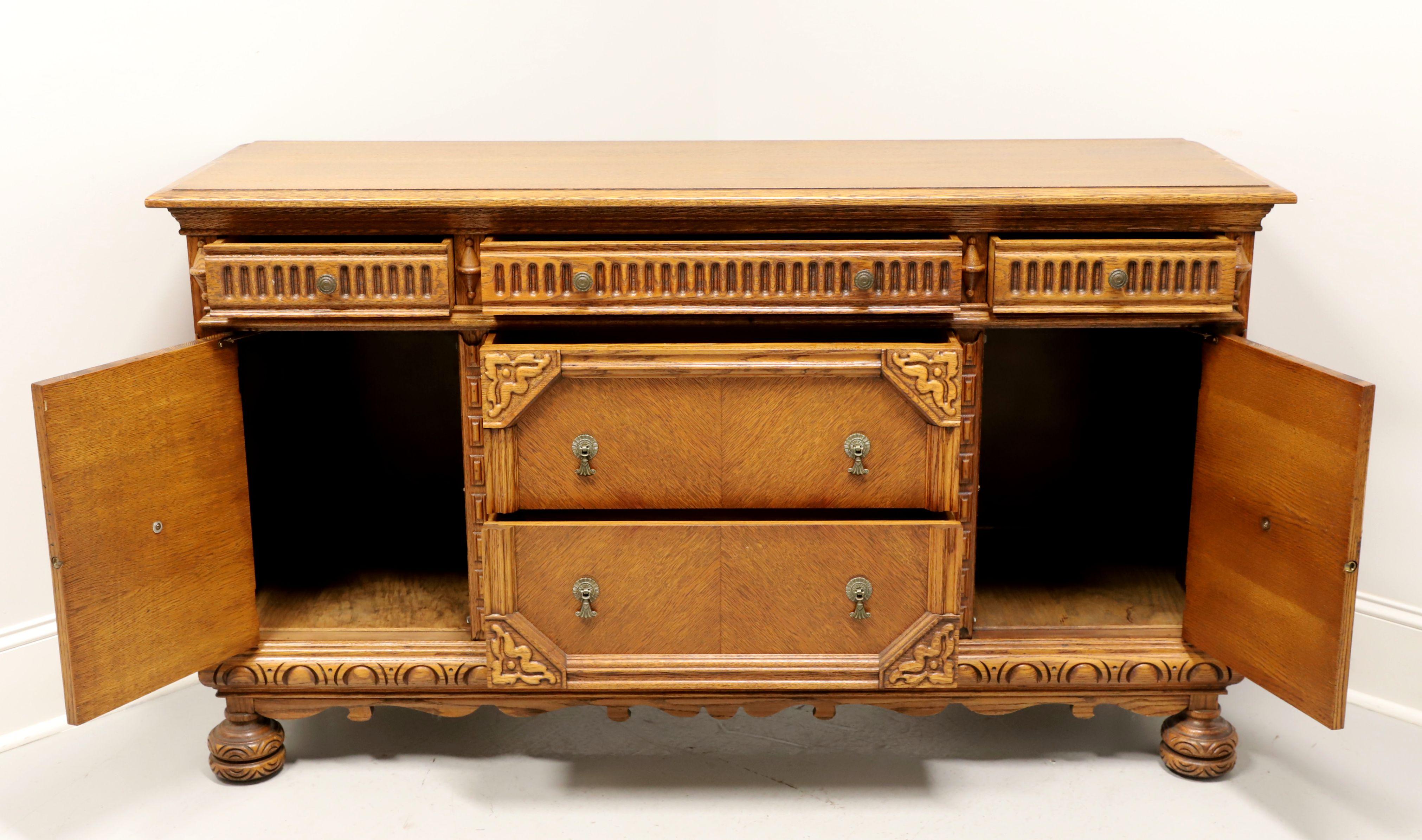 Metal Late 20th Century Oak Jacobean Revival Style Sideboard For Sale