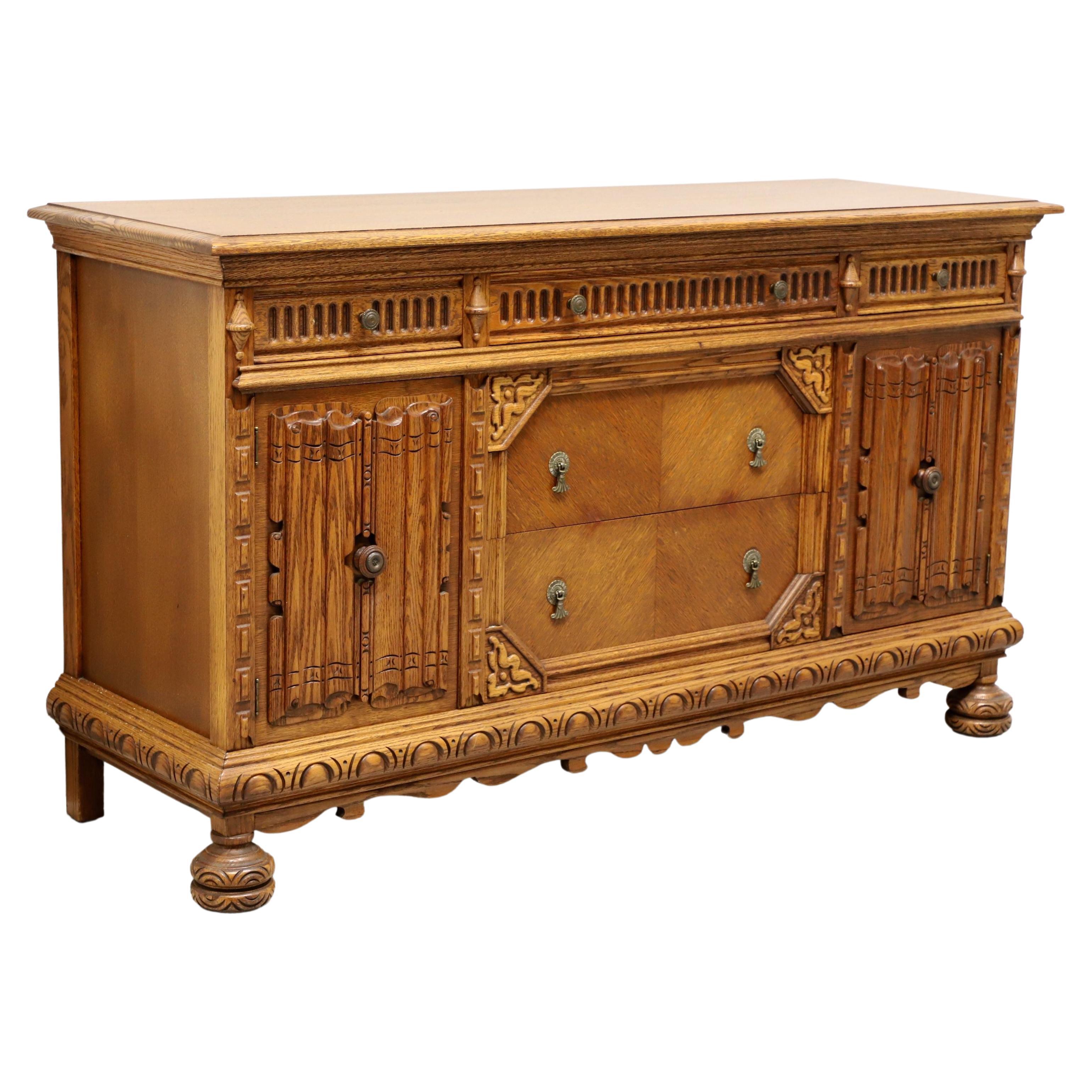Late 20th Century Oak Jacobean Revival Style Sideboard For Sale