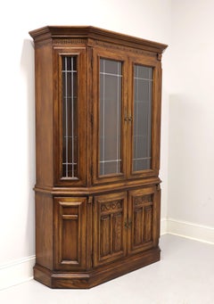 Late 20th Century Oak Jacobean Style China Cabinet
