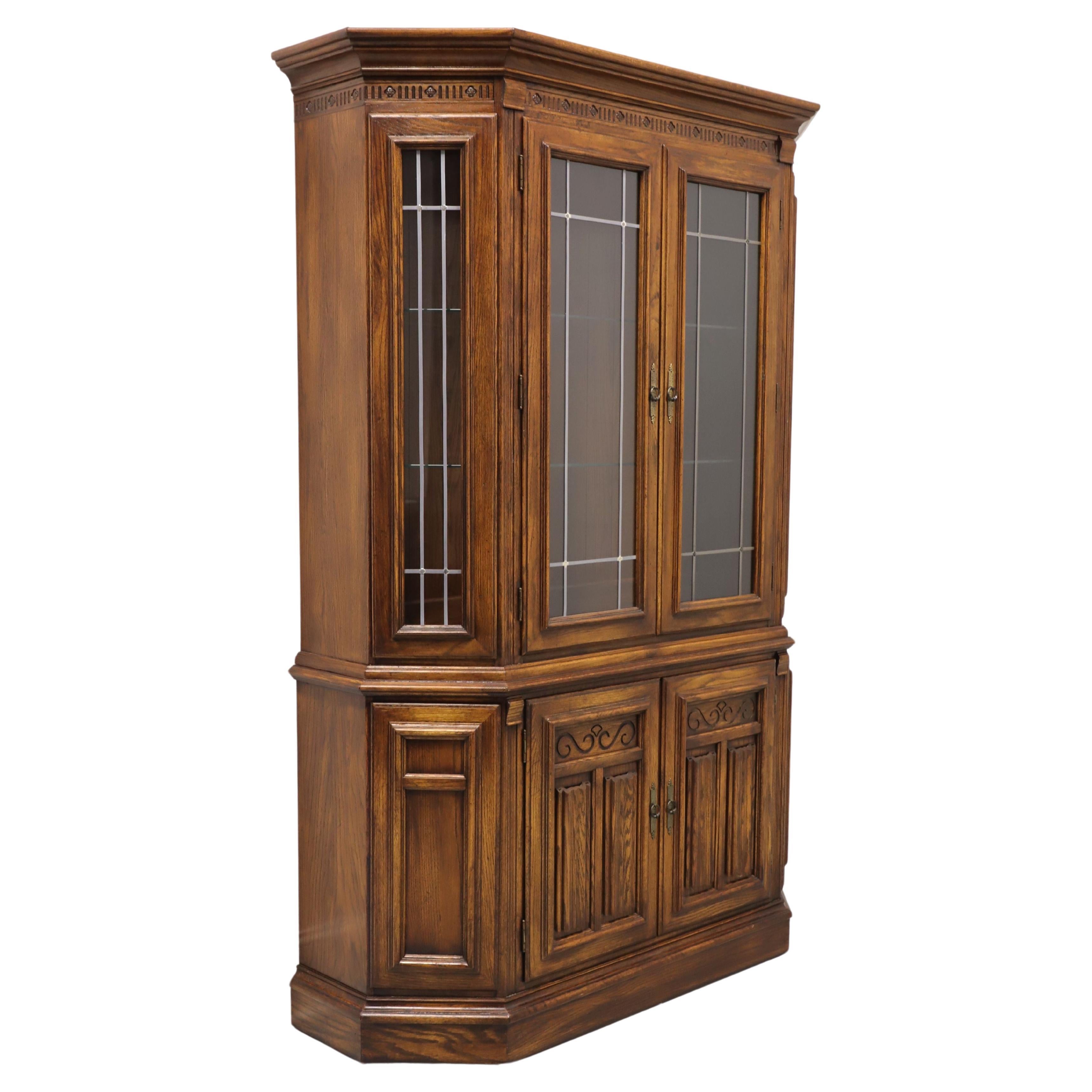 Late 20th Century Oak Jacobean Style China Cabinet For Sale