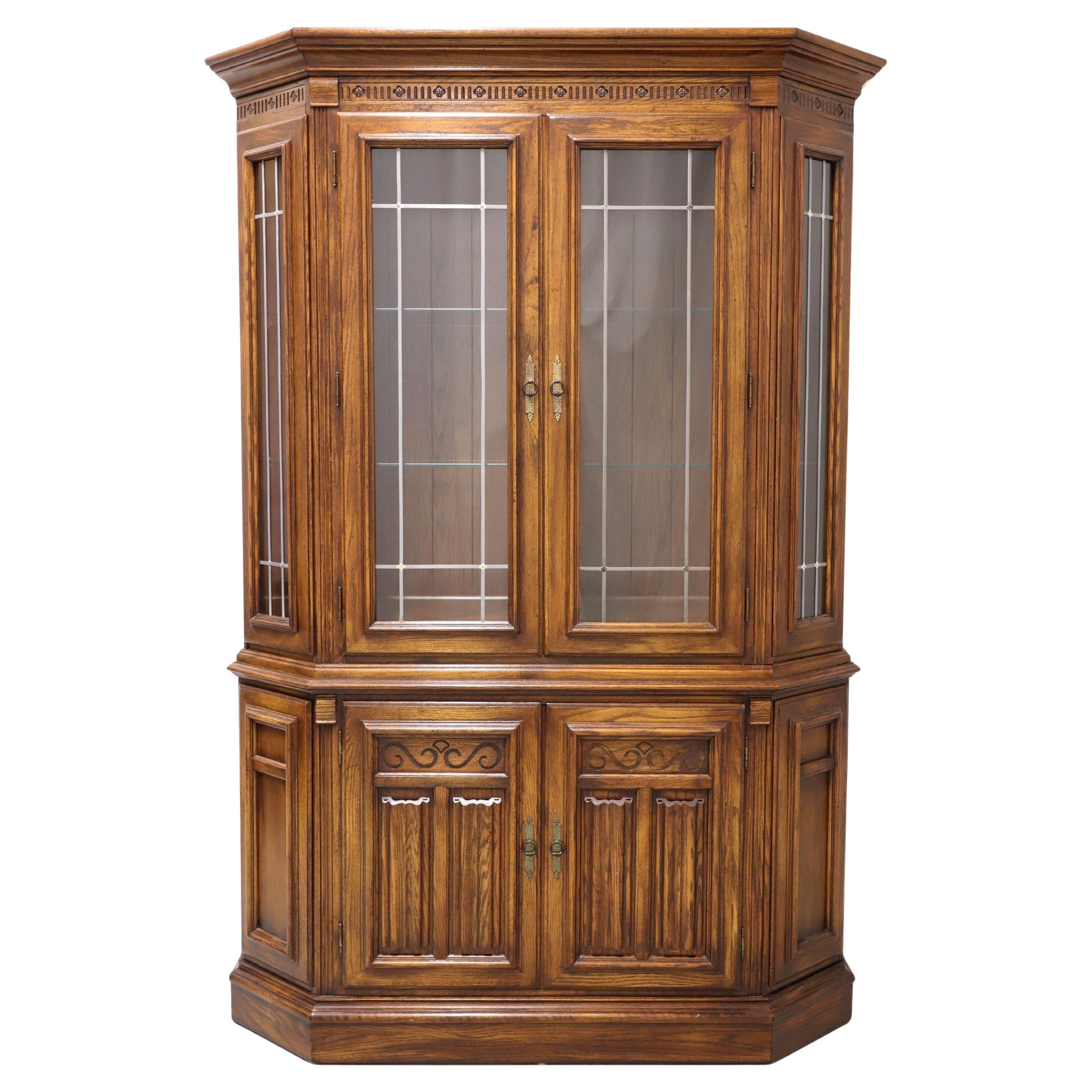 Late 20th Century Oak Jacobean Style China Cabinet For Sale