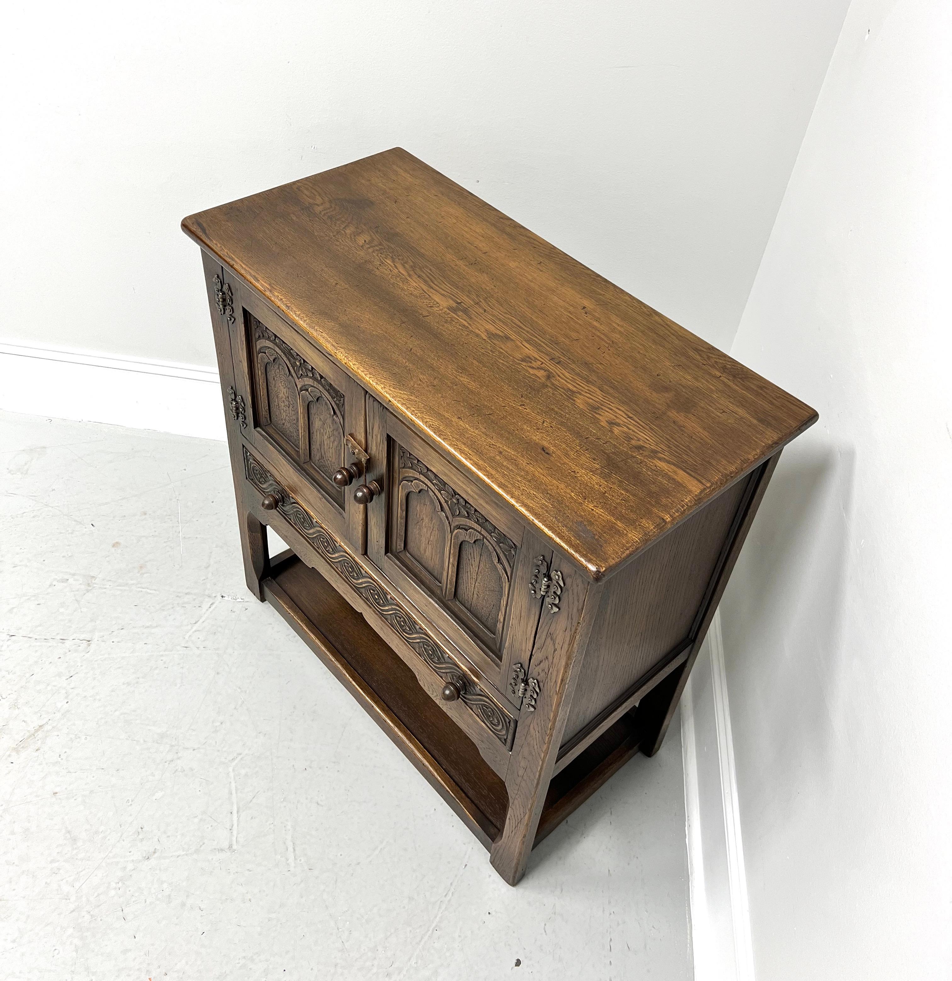 English Late 20th Century Oak Jacobean Style Console Cabinet