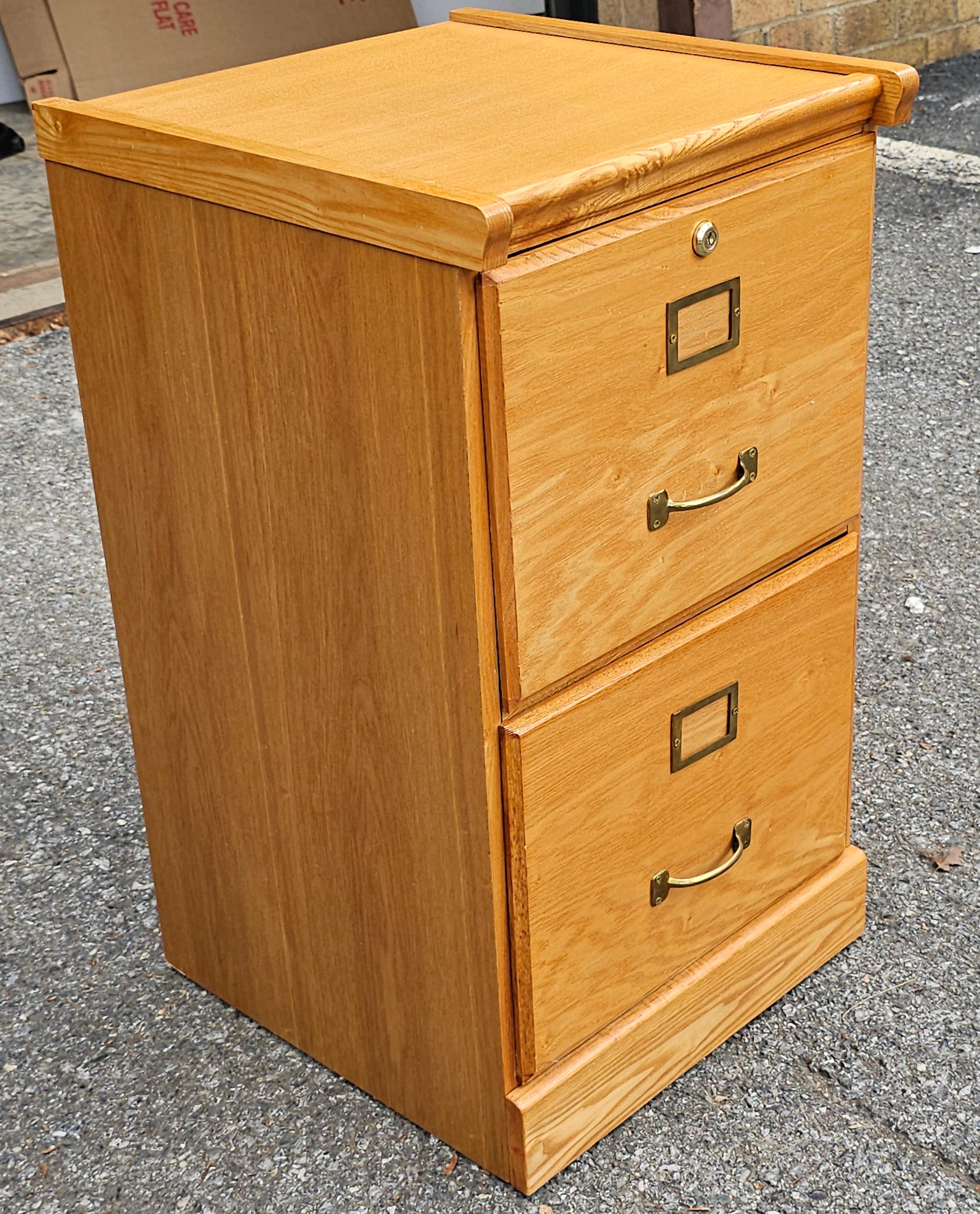 American Late 20th Century Oak Two-Drawer Letter Size Filing Cabinet with lock For Sale