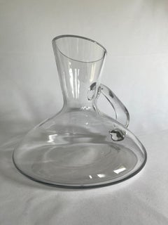 Late 20th Century Oblique  Glass Wine Carafe / Decanter with Handle