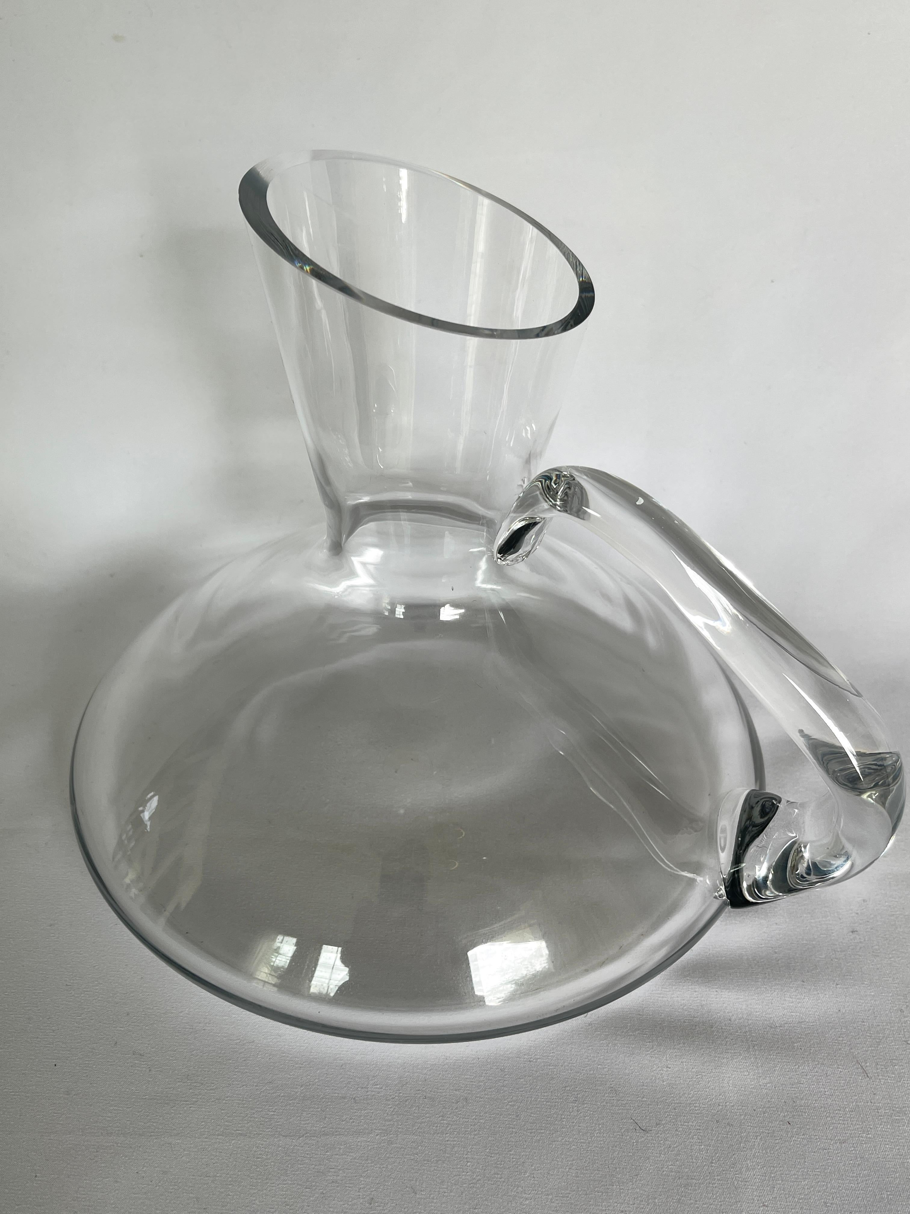 Unknown Late 20th Century Oblique  Glass Wine Carafe / Decanter with Handle