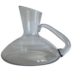 Vintage Late 20th Century Oblique  Glass Wine Carafe / Decanter with Handle
