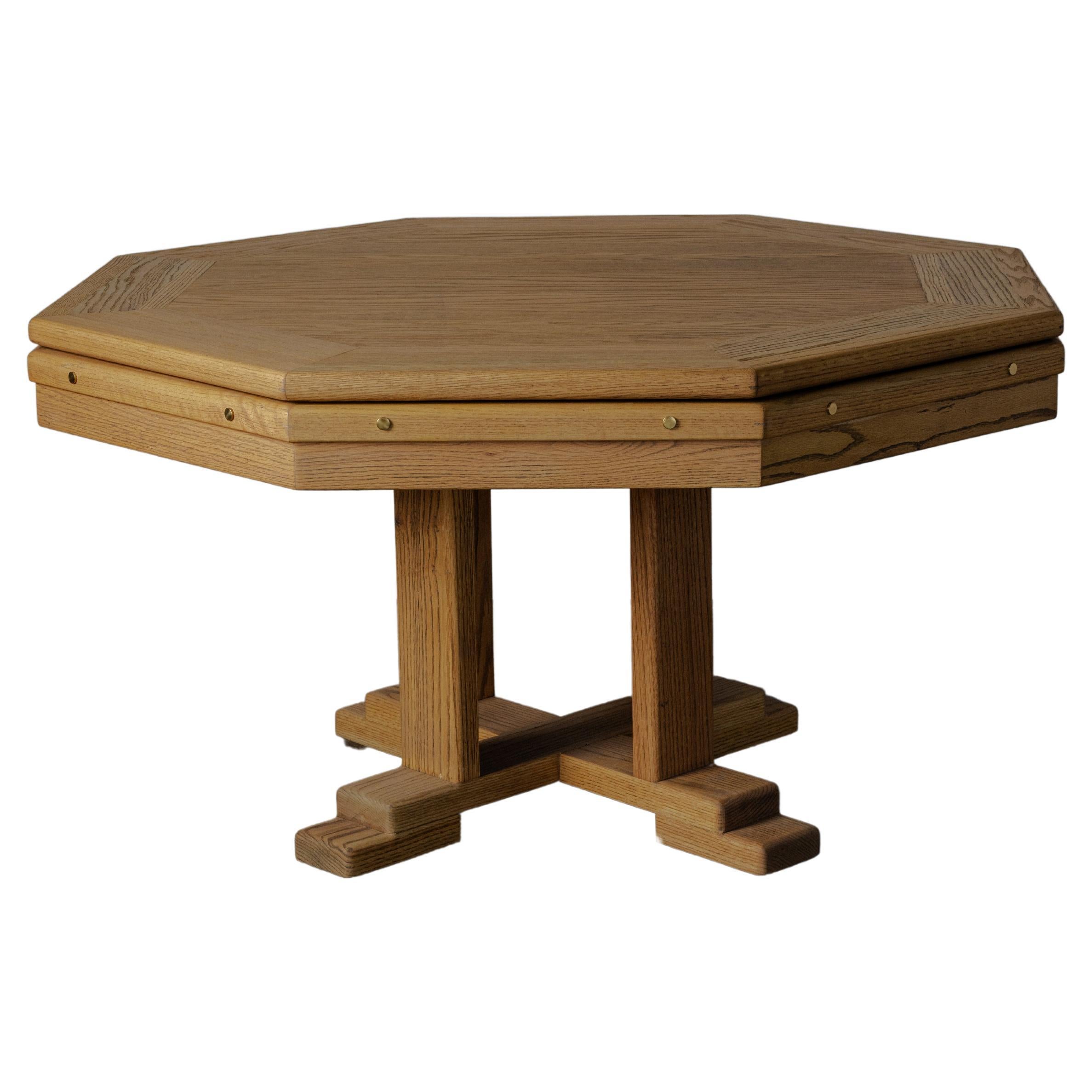 Late 20th Century Octagonal Game Table in Oak