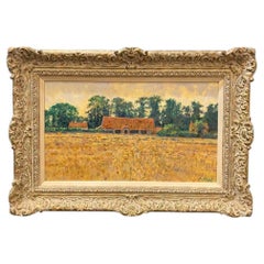 Late 20th Century Oil on Board Painting Depicting English Farmhouse