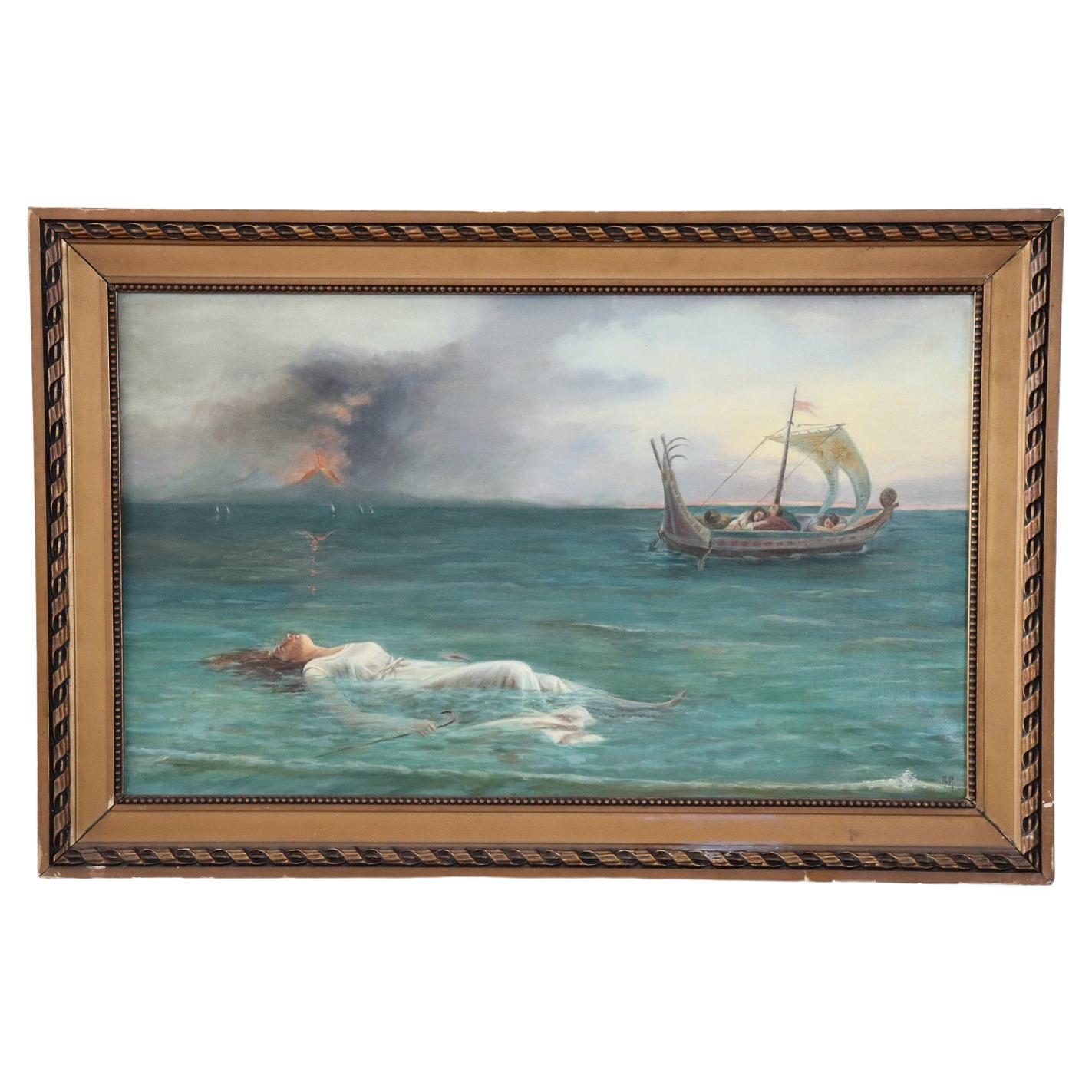Peinture à l'huile sur toile de la fin du XXe siècle, style surréaliste, signée