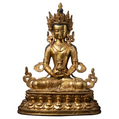Late 20th century Old bronze Nepali Aparmita Buddha from Nepal