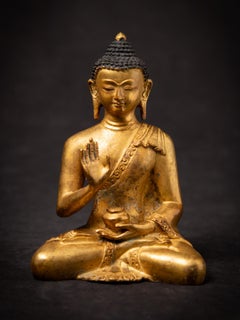 Late 20th century Old bronze Nepali Buddha statue - 24 krt gold firegilded