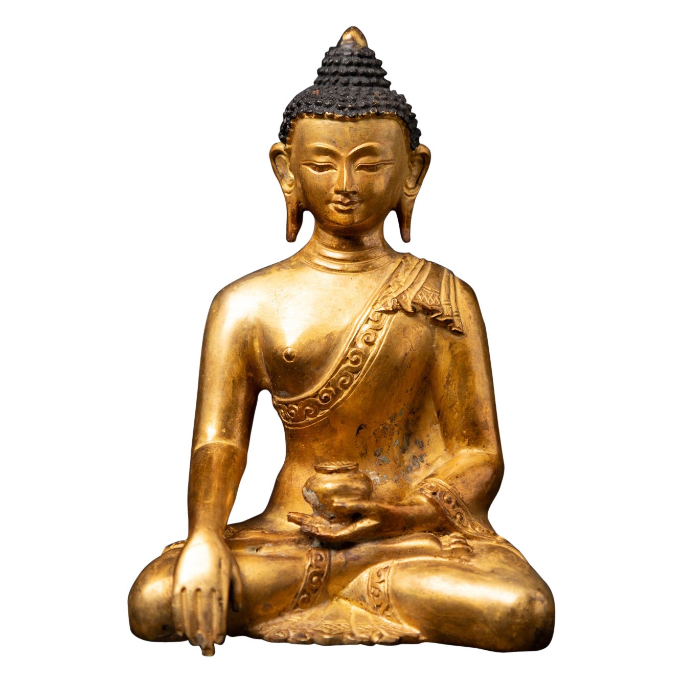 Late 20th century Old bronze Nepali Buddha statue from Nepal