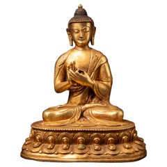 Late 20th century Old bronze Nepali Buddha statue from Nepal