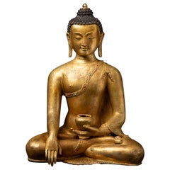 Late 20th century Old bronze Nepali Buddha statue from Nepal