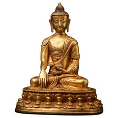Late 20th century Old bronze Nepali Buddha statue from Nepal