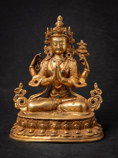 Late 20th century Old bronze Nepali Chenrezig from Nepal