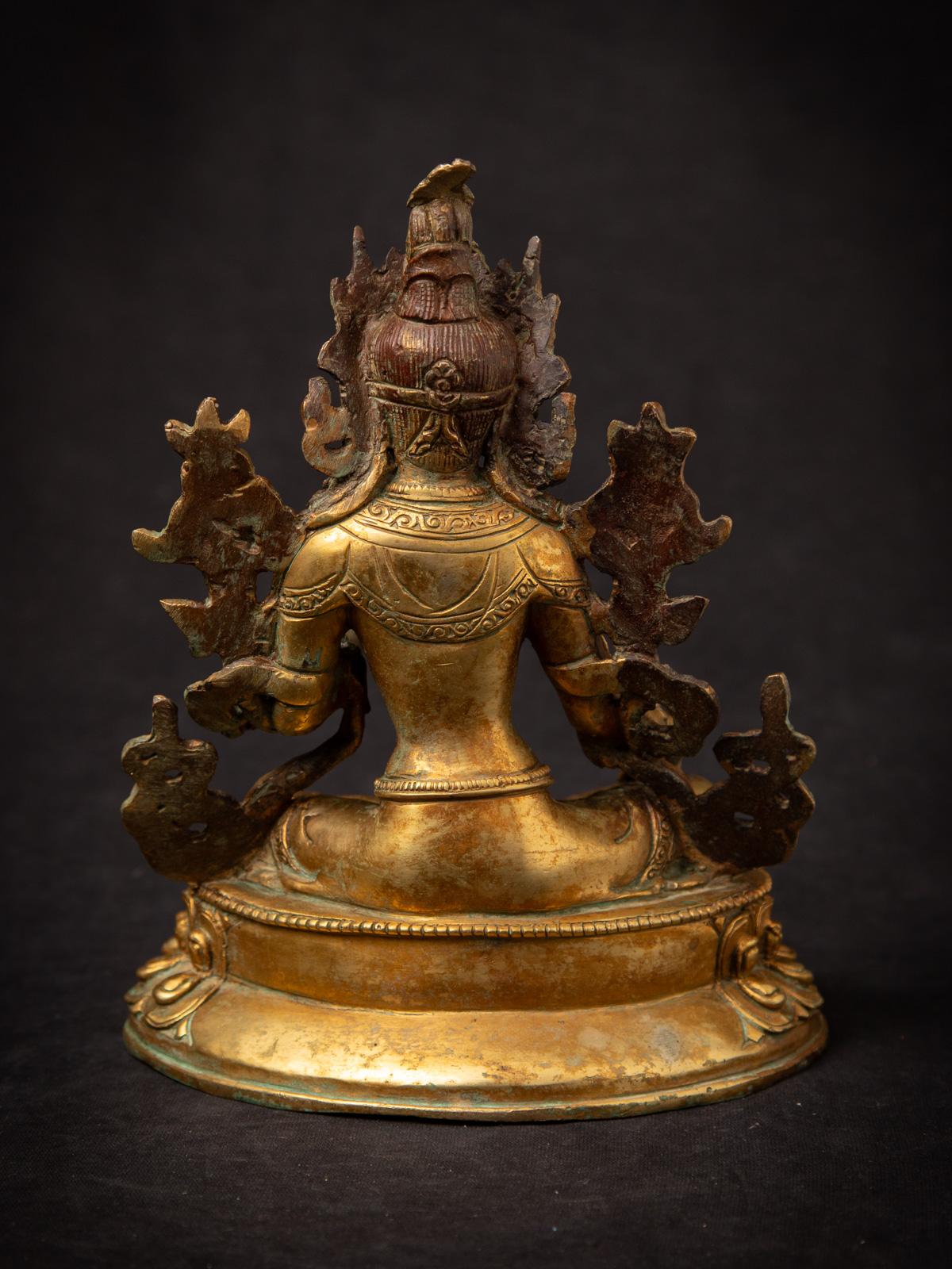 20ième siècle Fin du 20ème siècle Bronze ancien Népalais Tara verte - Dorure à l'or fin 24 krt en vente