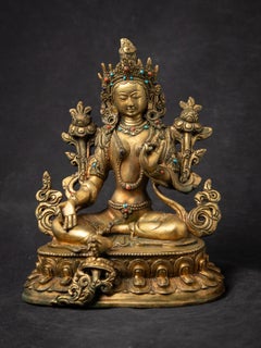 Late 20th century Old bronze Nepali Green Tara statue from Nepal