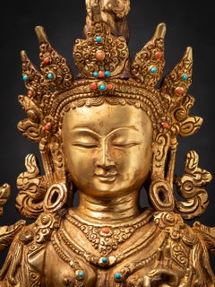 Late 20th century Old bronze Nepali Green Tara statue from Nepal