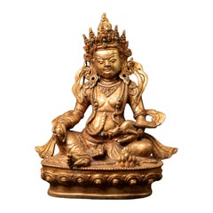 Late 20th century Old bronze Nepali Kuber - Jambhala statue from Nepal