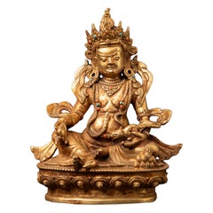 Late 20th century Old bronze Nepali Kuber statue from Nepal