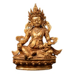 Late 20th century Old bronze Nepali Kuber statue from Nepal