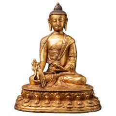 Late 20th century Old bronze Nepali Medicine Buddha from Nepal