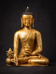 Late 20th century Old bronze Nepali Medicine Buddha statue from Nepal