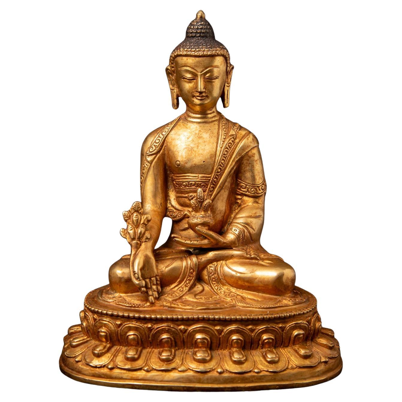 Fin du 20e siècle Statue de Bouddha de médecine népalais en bronze ancien du Népal en vente