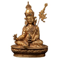Late 20th century Old bronze Nepali Padmasambhava statue from Nepal